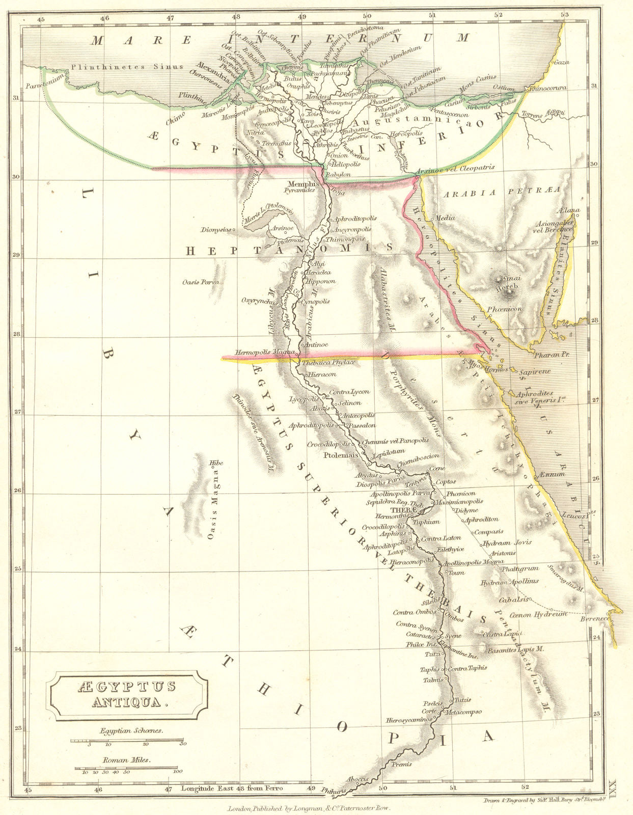EGYPT. Aegyptus Antiqua 1847 old antique vintage map plan chart